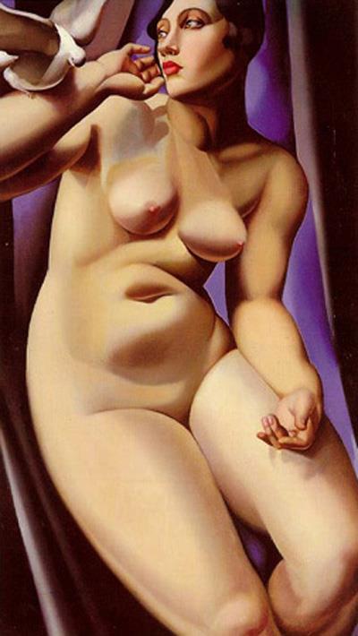 nu avec colombe 1928 contemporain Tamara de Lempicka Peintures à l'huile